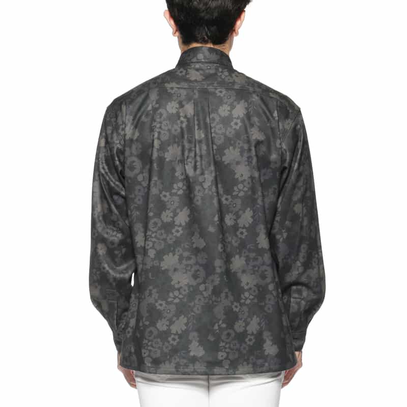 BARNEYS NEW YORK フラワー柄プリントシャツ GRAY