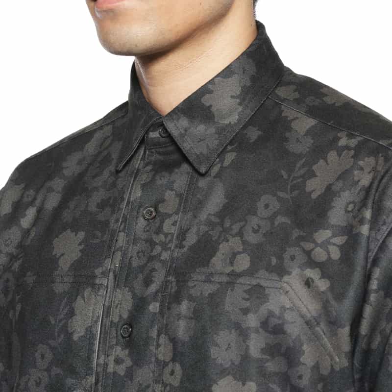 BARNEYS NEW YORK フラワー柄プリントシャツ GRAY