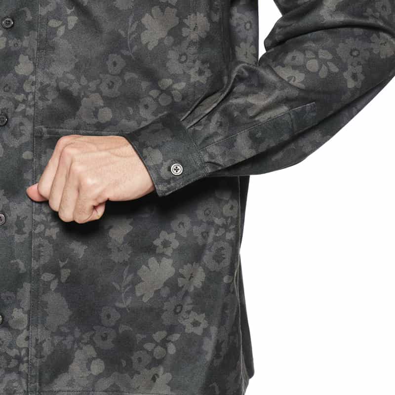 BARNEYS NEW YORK フラワー柄プリントシャツ GRAY