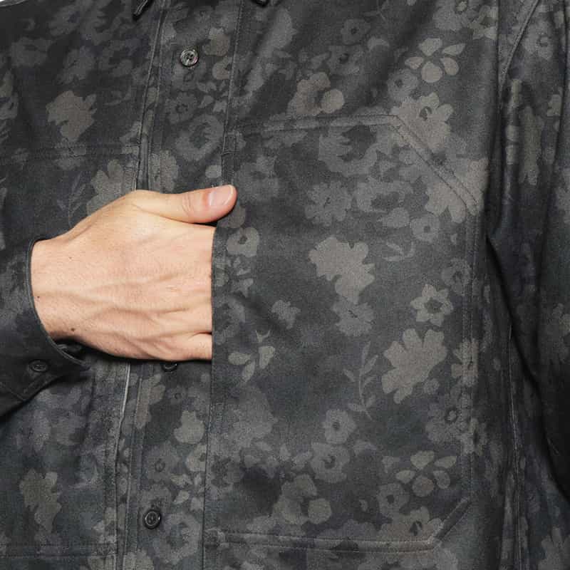 BARNEYS NEW YORK フラワー柄プリントシャツ GRAY