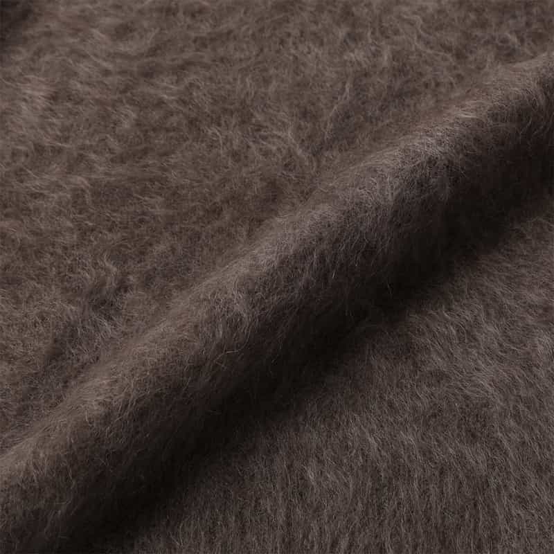 BARNEYS NEW YORK カシミヤ ファー加工クルーネックニットプルオーバー BROWN