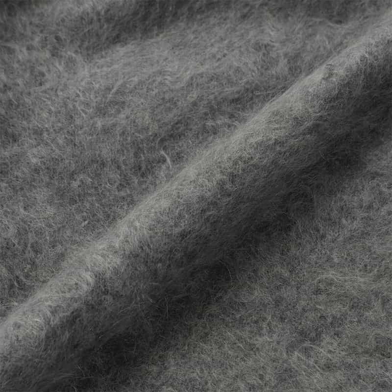 BARNEYS NEW YORK カシミヤ ファー加工クルーネックニットプルオーバー GRAY