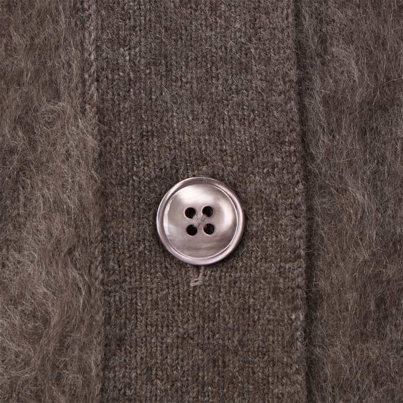 BARNEYS NEW YORK カシミヤ ファー加工 Vネックニットカーディガン BROWN