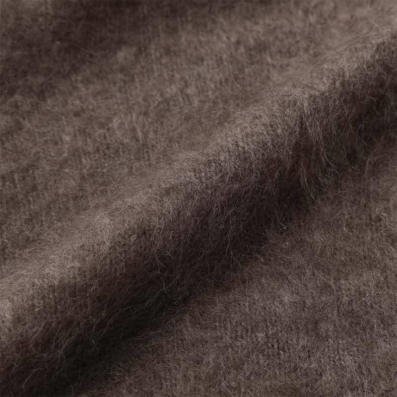 BARNEYS NEW YORK カシミヤ ファー加工 Vネックニットカーディガン BROWN