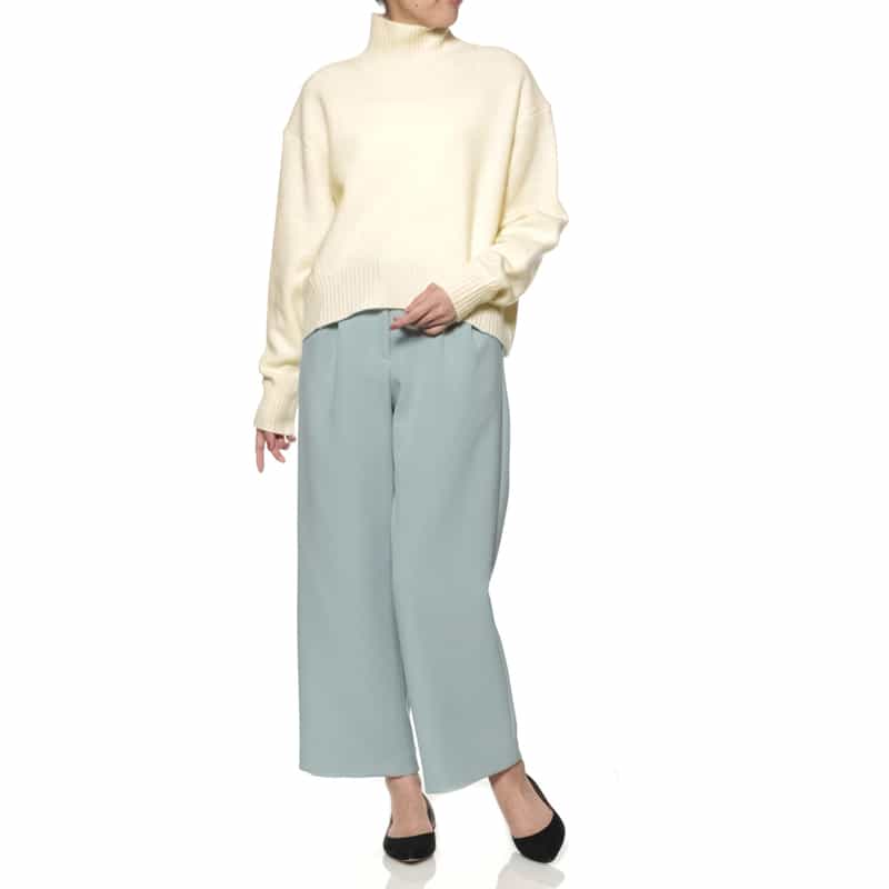 BARNEYS NEW YORK ウールカシミヤシルク タートルネックニットプルオーバー WHITE