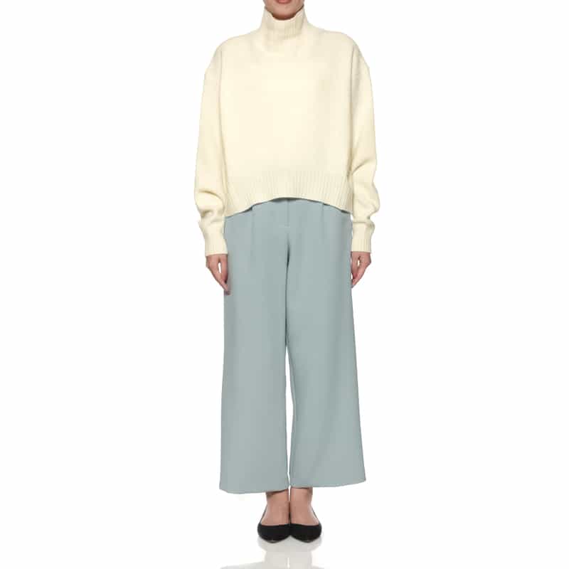 BARNEYS NEW YORK ウールカシミヤシルク タートルネックニットプルオーバー WHITE