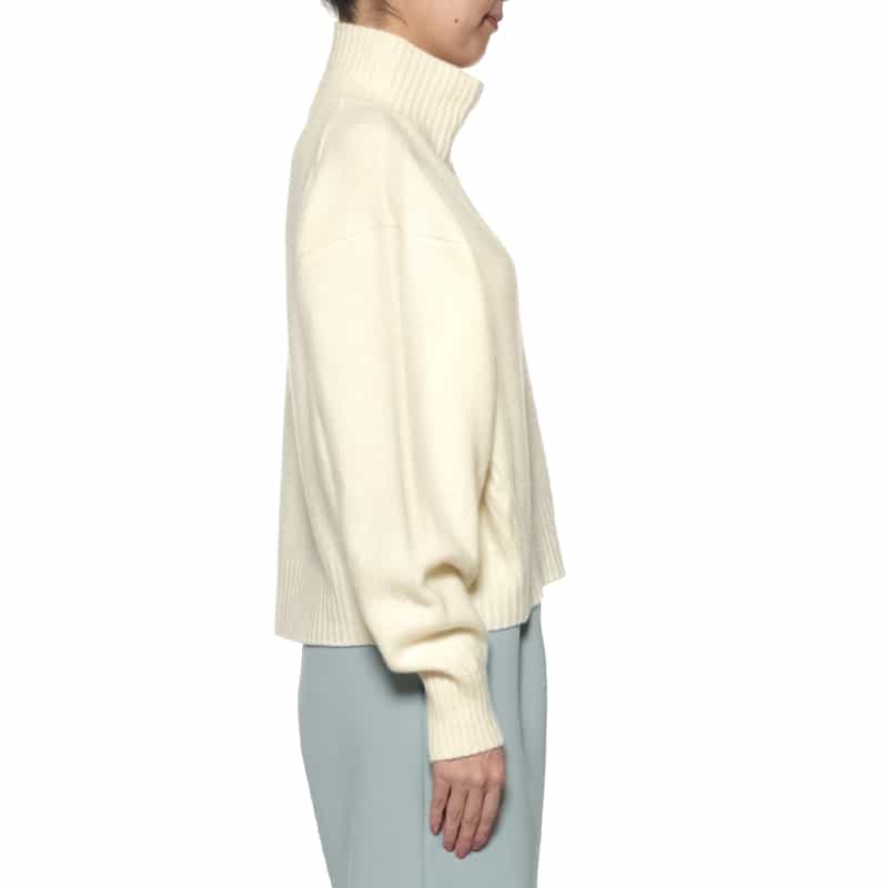 BARNEYS NEW YORK ウールカシミヤシルク タートルネックニットプルオーバー WHITE