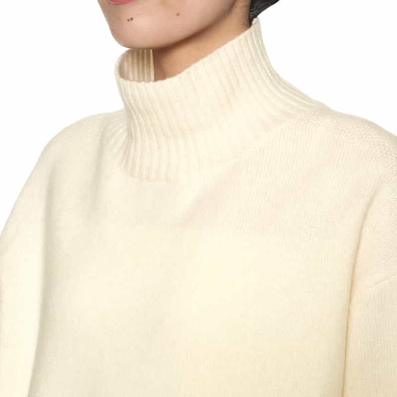 BARNEYS NEW YORK ウールカシミヤシルク タートルネックニットプルオーバー WHITE
