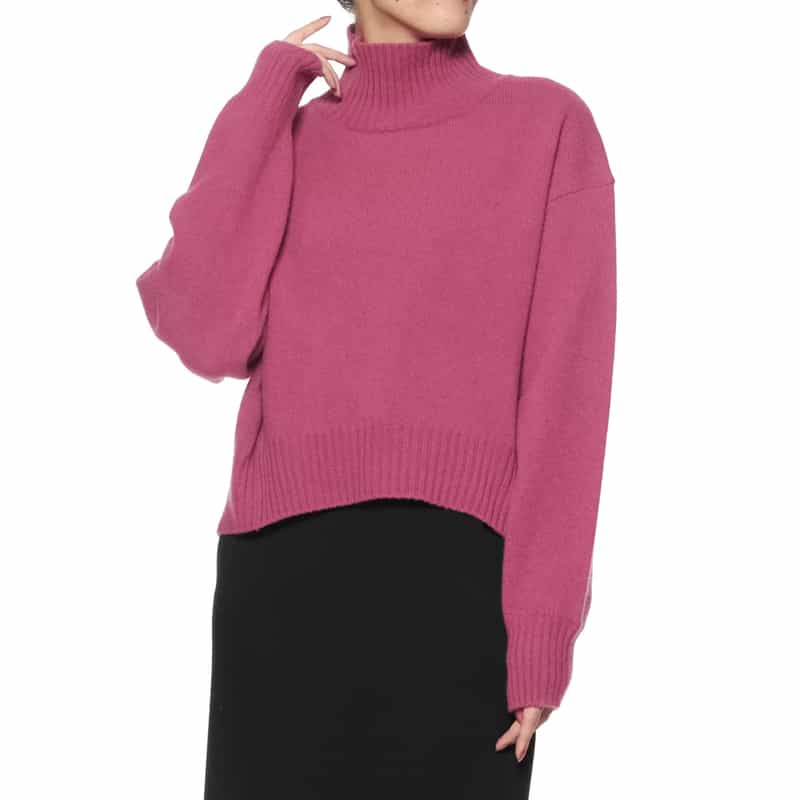 BARNEYS NEW YORK ウールカシミヤシルク タートルネックニットプルオーバー PINK