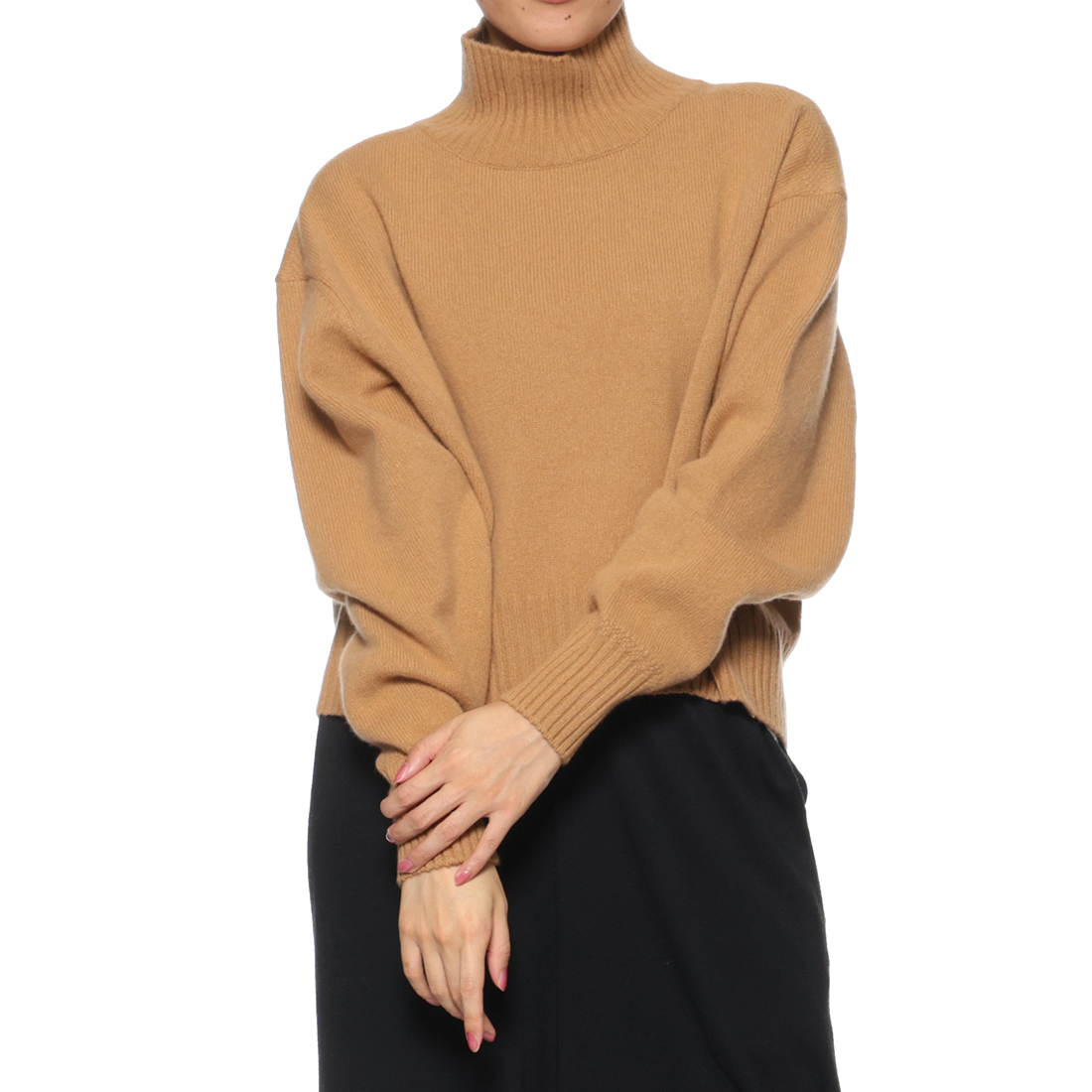 ウールカシミヤシルク タートルネックニットプルオーバー