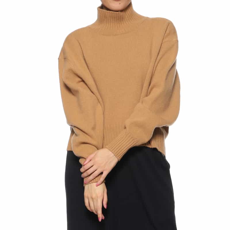 BARNEYS NEW YORK ウールカシミヤシルク タートルネックニットプルオーバー BROWN