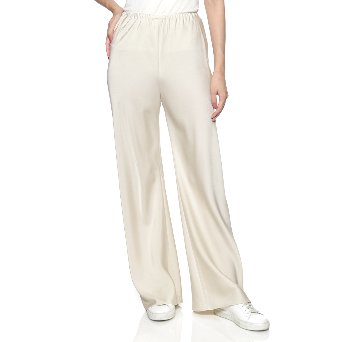 ウォッシャブル サテンワイドイージーパンツ