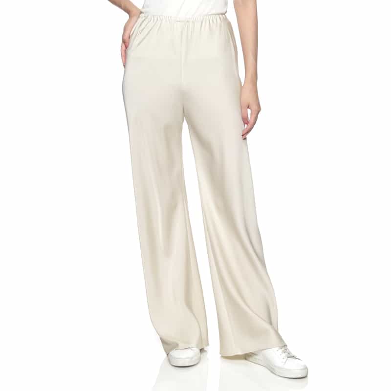 BARNEYS NEW YORK ウォッシャブル サテンワイドイージーパンツ IVORY