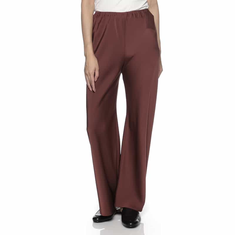 BARNEYS NEW YORK ウォッシャブル サテンワイドイージーパンツ BROWN