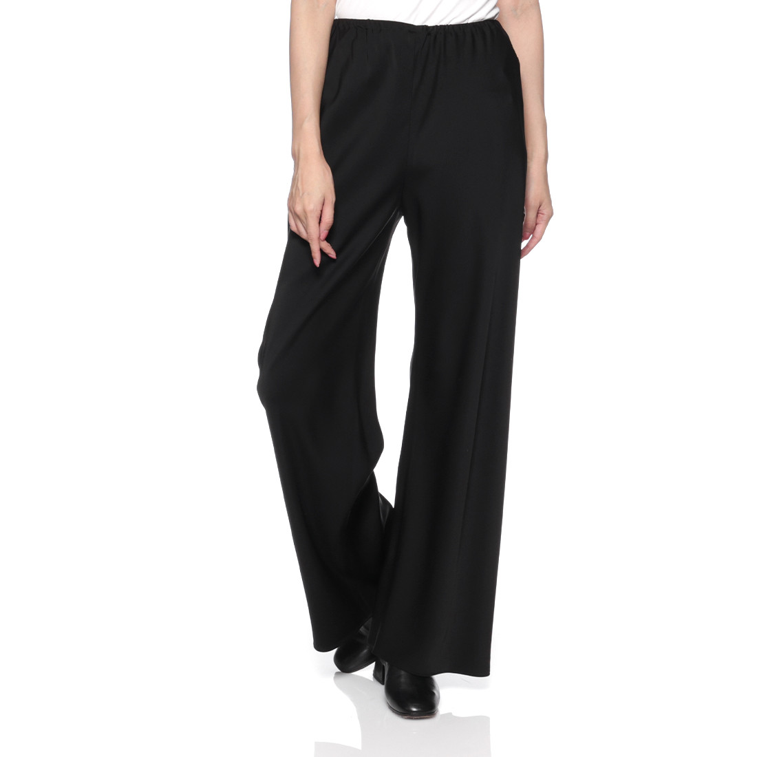 ウォッシャブル サテンワイドイージーパンツ