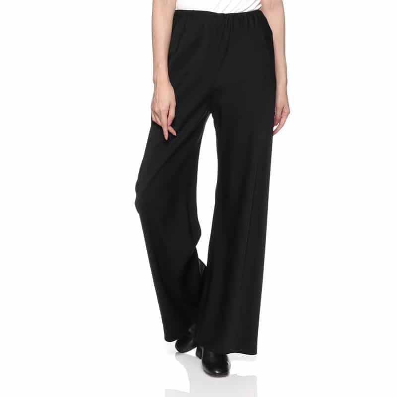 BARNEYS NEW YORK ウォッシャブル サテンワイドイージーパンツ BLACK