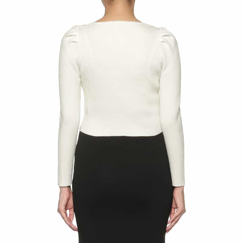 BARNEYS NEW YORK セットアップ ウォッシャブル パフスリーブニットカーディガン IVORY