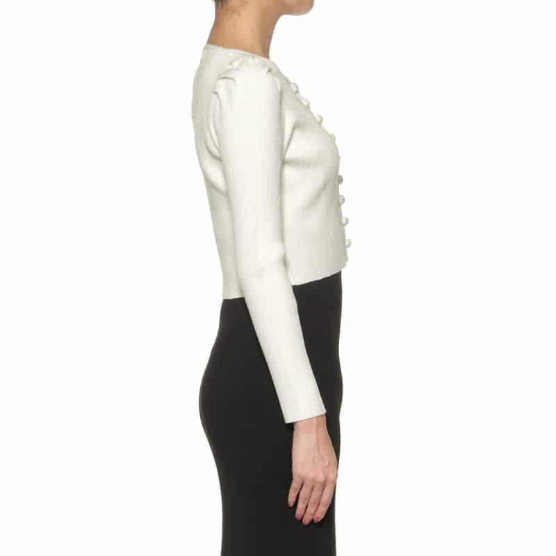 BARNEYS NEW YORK セットアップ ウォッシャブル パフスリーブニットカーディガン IVORY