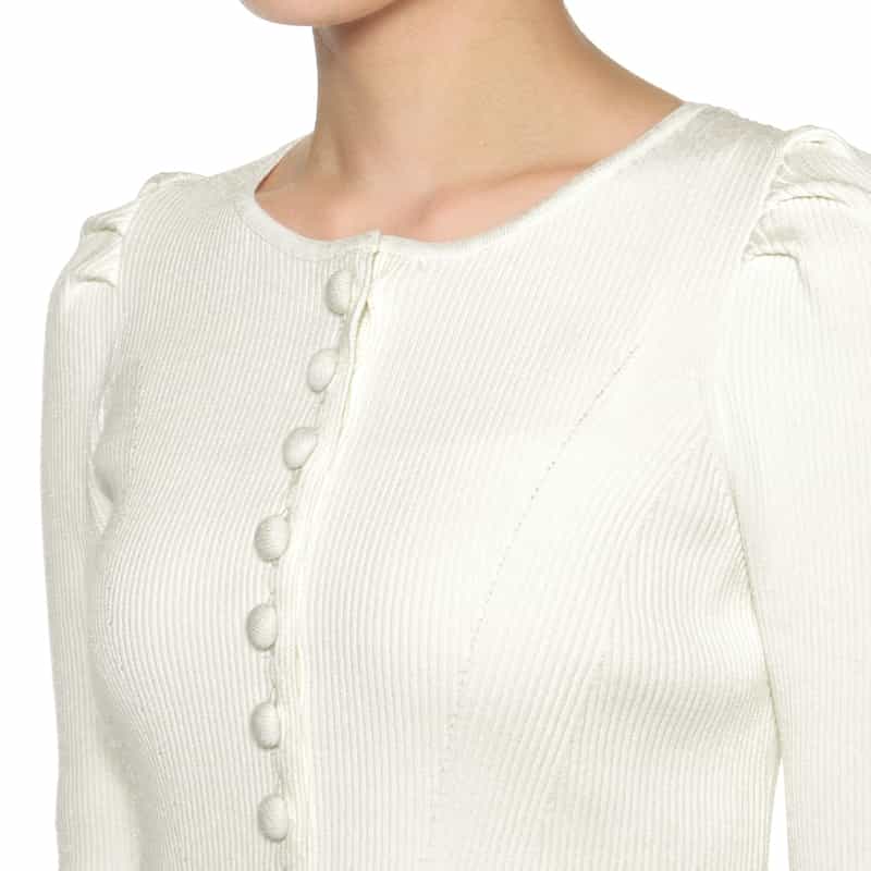 BARNEYS NEW YORK セットアップ ウォッシャブル パフスリーブニットカーディガン IVORY