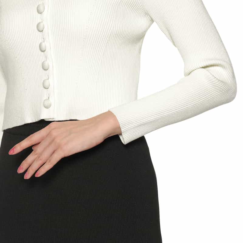 BARNEYS NEW YORK セットアップ ウォッシャブル パフスリーブニットカーディガン IVORY