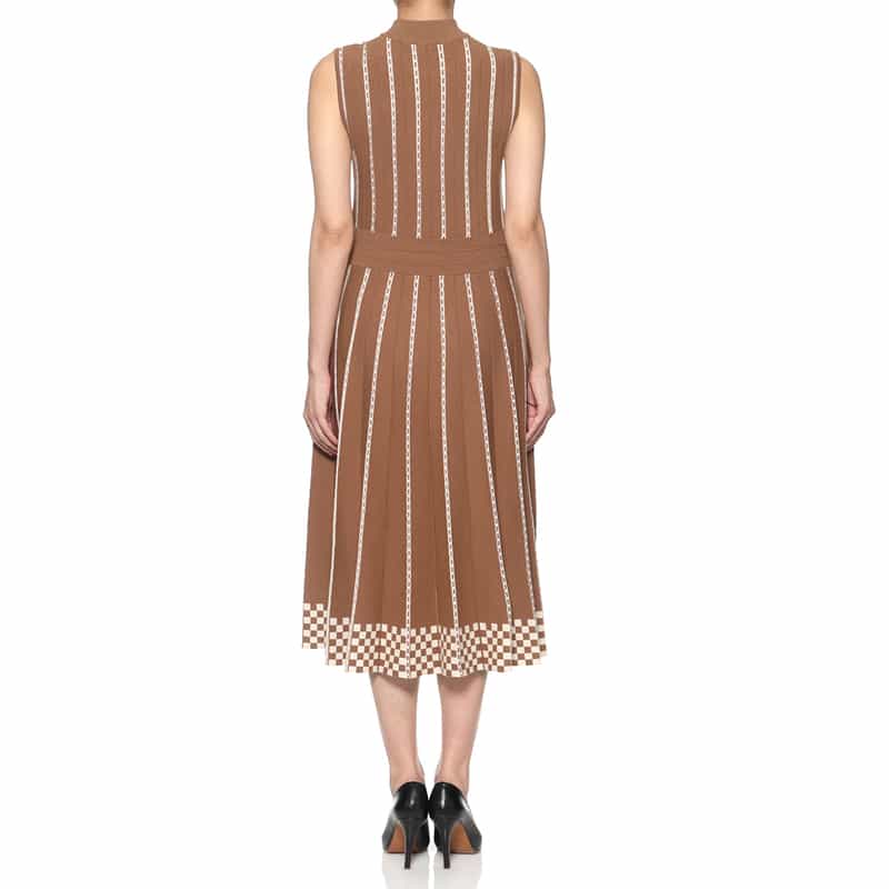 BARNEYS NEW YORK セットアップ ウォッシャブル ジャカードニットドレス LIGHT BROWN