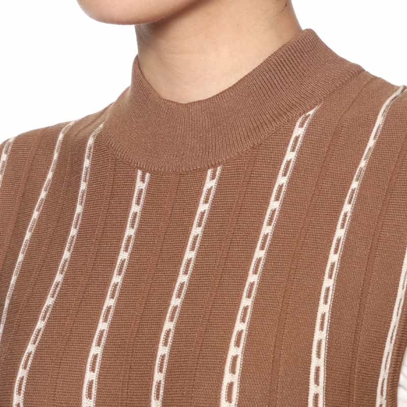 BARNEYS NEW YORK セットアップ ウォッシャブル ジャカードニットドレス LIGHT BROWN