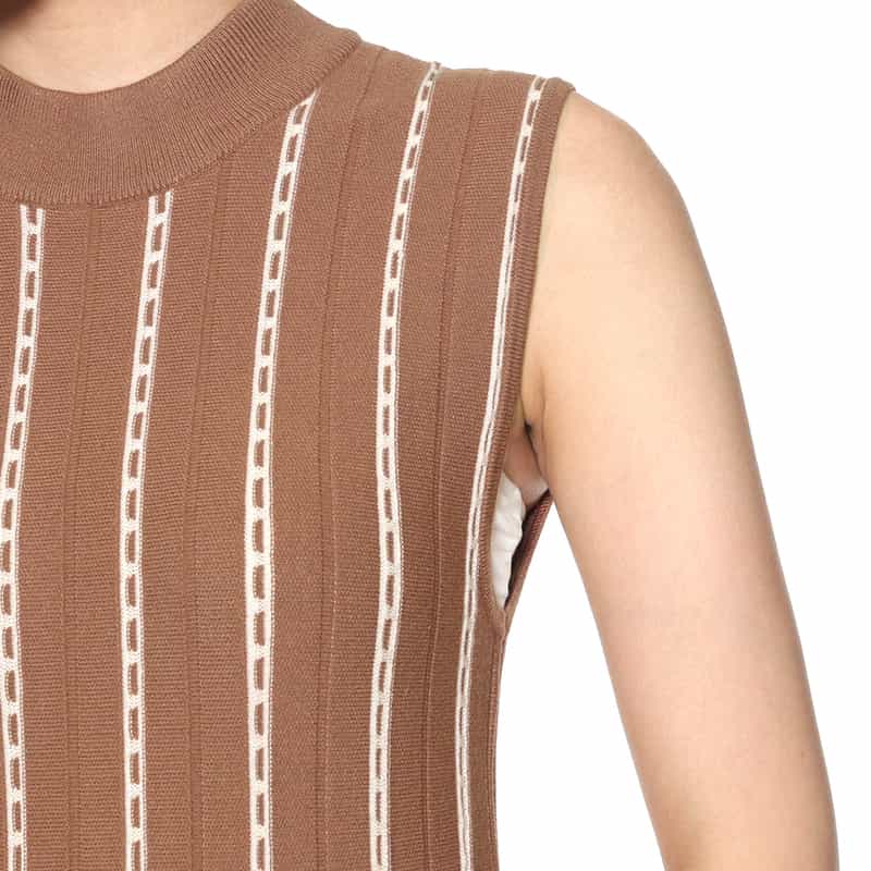 BARNEYS NEW YORK セットアップ ウォッシャブル ジャカードニットドレス LIGHT BROWN