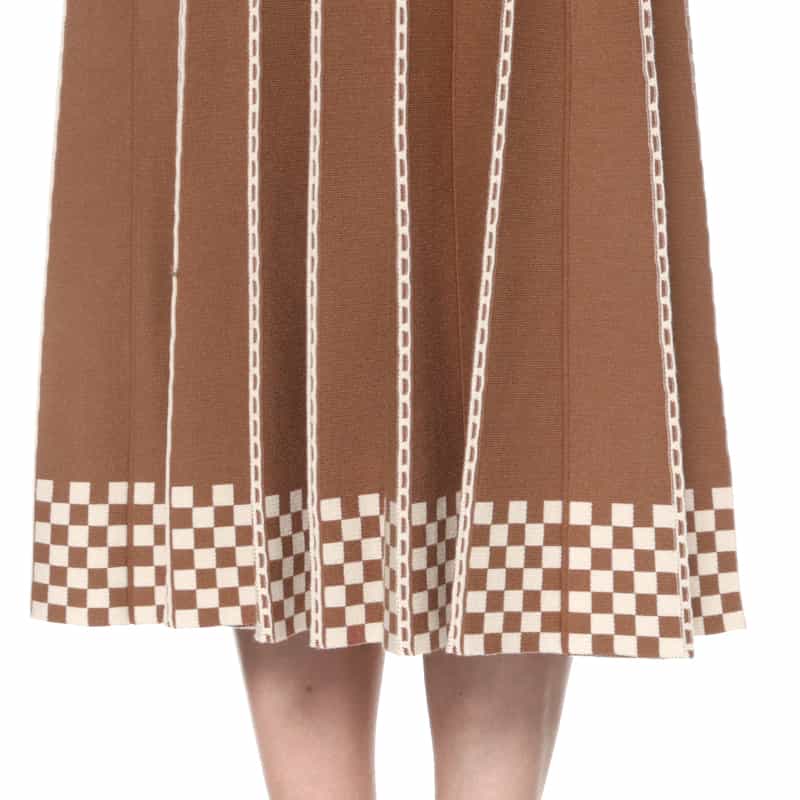 BARNEYS NEW YORK セットアップ ウォッシャブル ジャカードニットドレス LIGHT BROWN