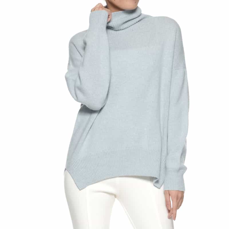 BARNEYS NEW YORK タートルネックニットプルオーバー(ロロ・ピアーナ社製カシミヤ使用) LIGHT BLUE