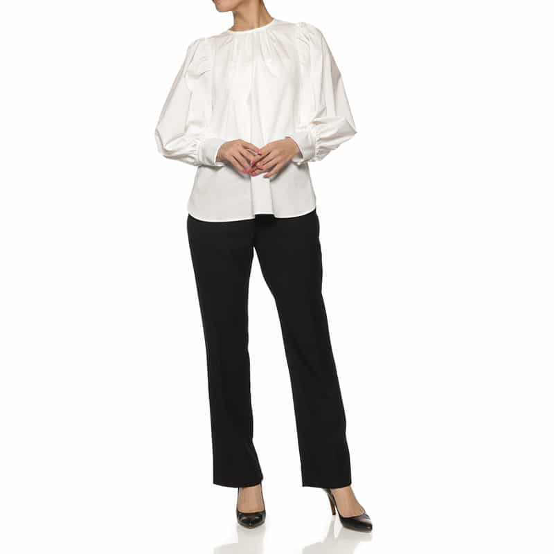 BARNEYS NEW YORK ウォッシャブル ボリュームスリーブ ブラウス WHITE