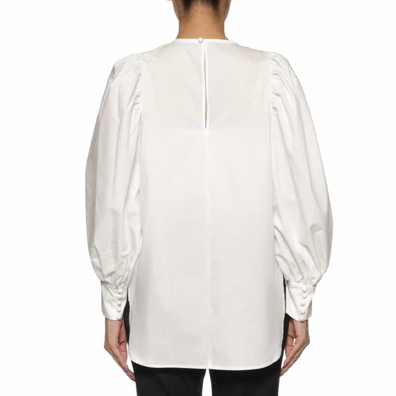 BARNEYS NEW YORK ウォッシャブル ボリュームスリーブ ブラウス WHITE