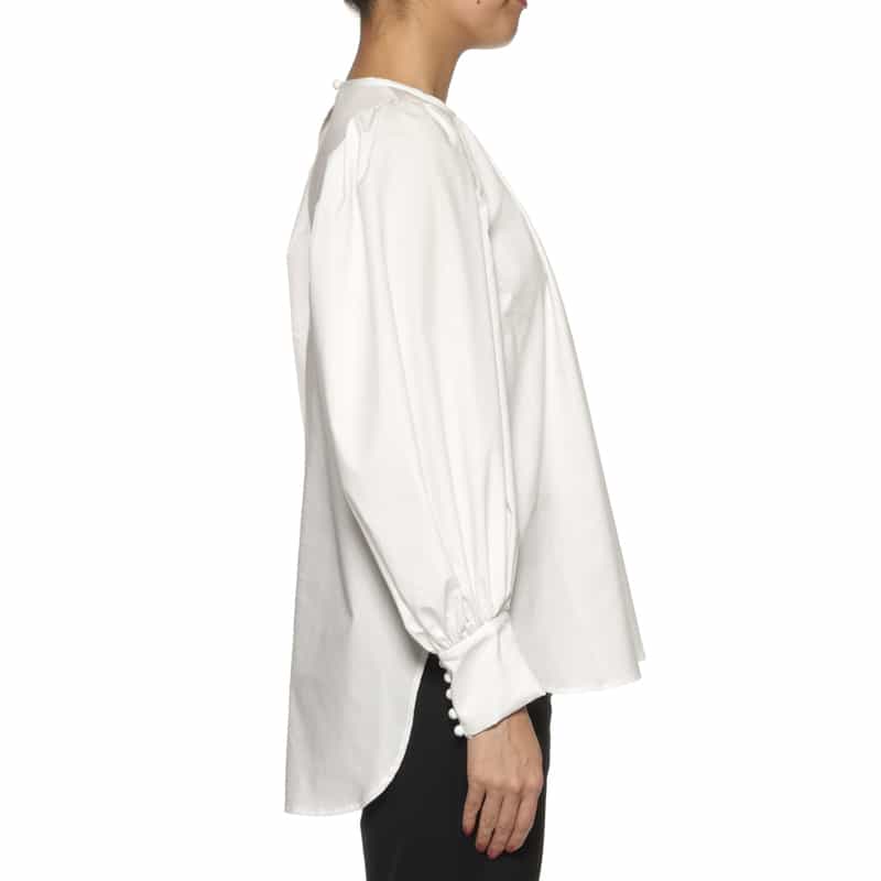 BARNEYS NEW YORK ウォッシャブル ボリュームスリーブ ブラウス WHITE