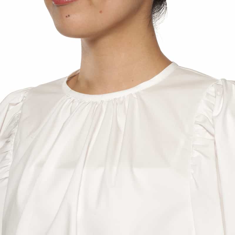 BARNEYS NEW YORK ウォッシャブル ボリュームスリーブ ブラウス WHITE