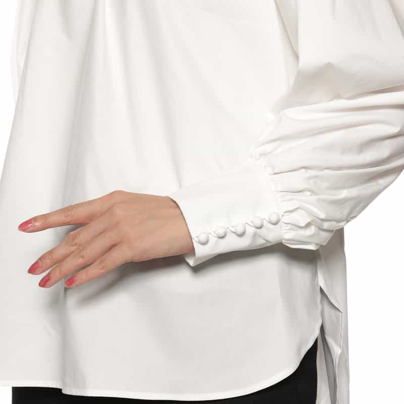 BARNEYS NEW YORK ウォッシャブル ボリュームスリーブ ブラウス WHITE