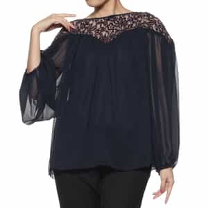 異素材コンビネーション シアーブラウス （インナーキャミソール付き）