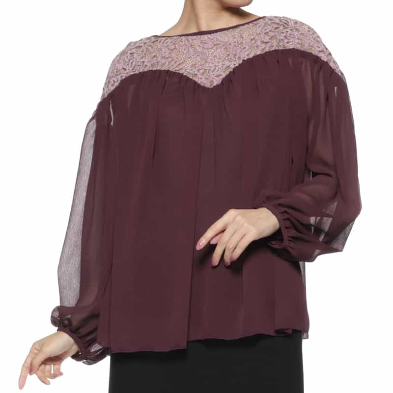 BARNEYS NEW YORK 異素材コンビネーション シアーブラウス （インナーキャミソール付き） PINK