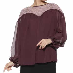 異素材コンビネーション シアーブラウス （インナーキャミソール付き）