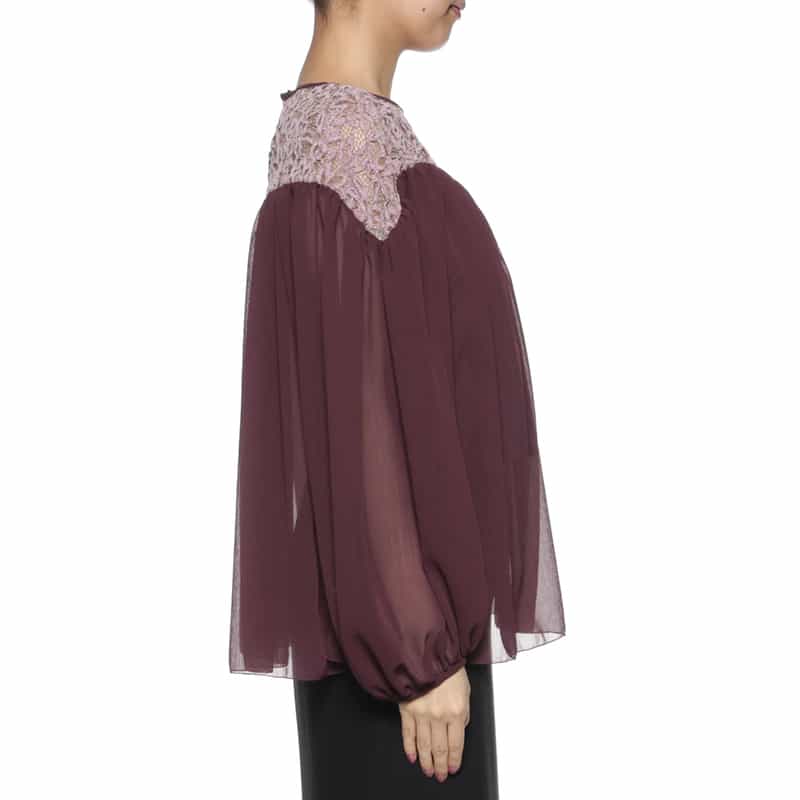 BARNEYS NEW YORK 異素材コンビネーション シアーブラウス （インナーキャミソール付き） PINK