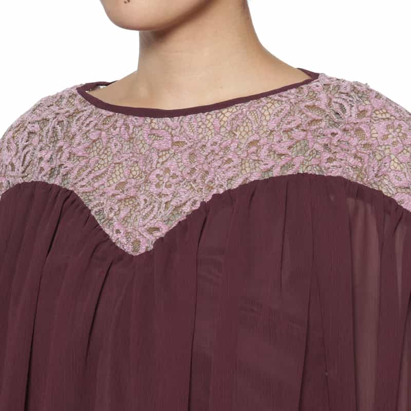 BARNEYS NEW YORK 異素材コンビネーション シアーブラウス （インナーキャミソール付き） PINK