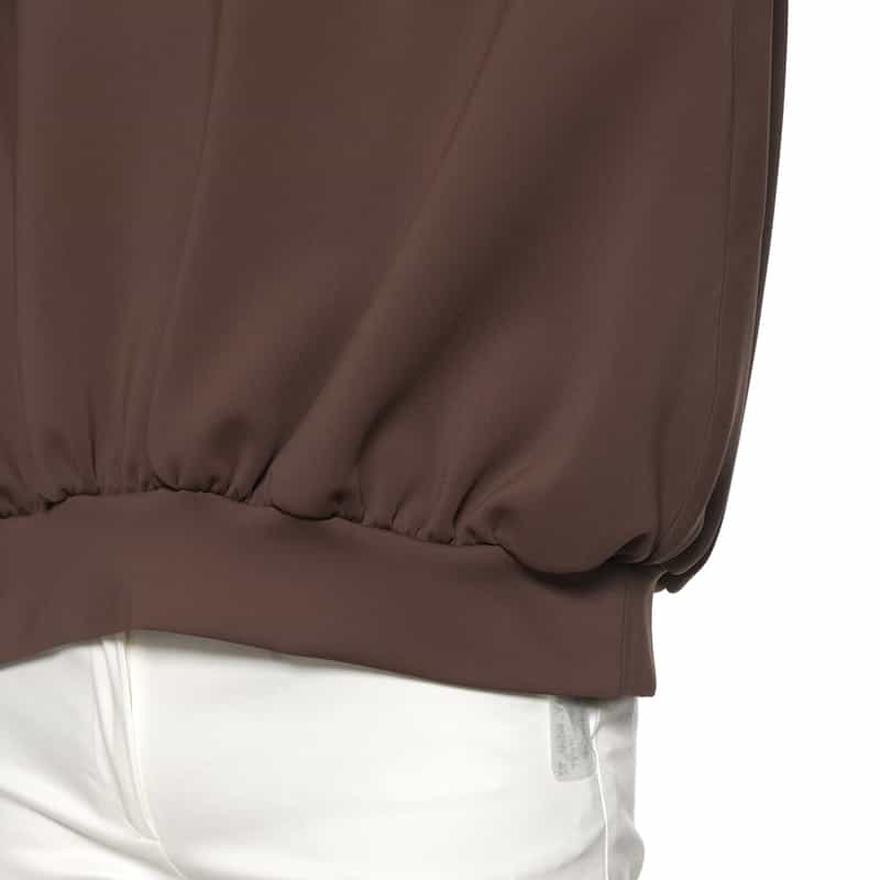 BARNEYS NEW YORK ウォッシャブル スクーバ素材 フリルスリーブ プルオーバー BROWN