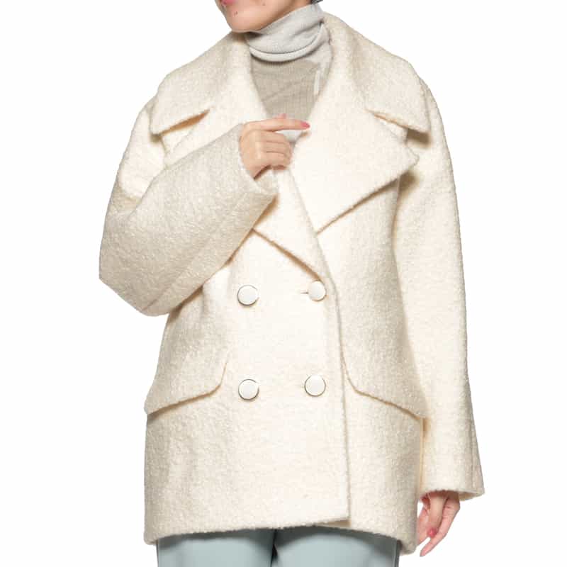 BARNEYS NEW YORK ブークレー ショートコート WHITE