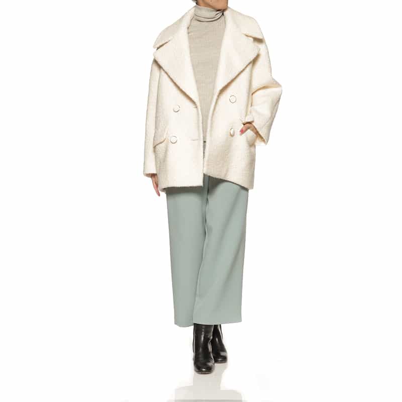 BARNEYS NEW YORK ブークレー ショートコート WHITE