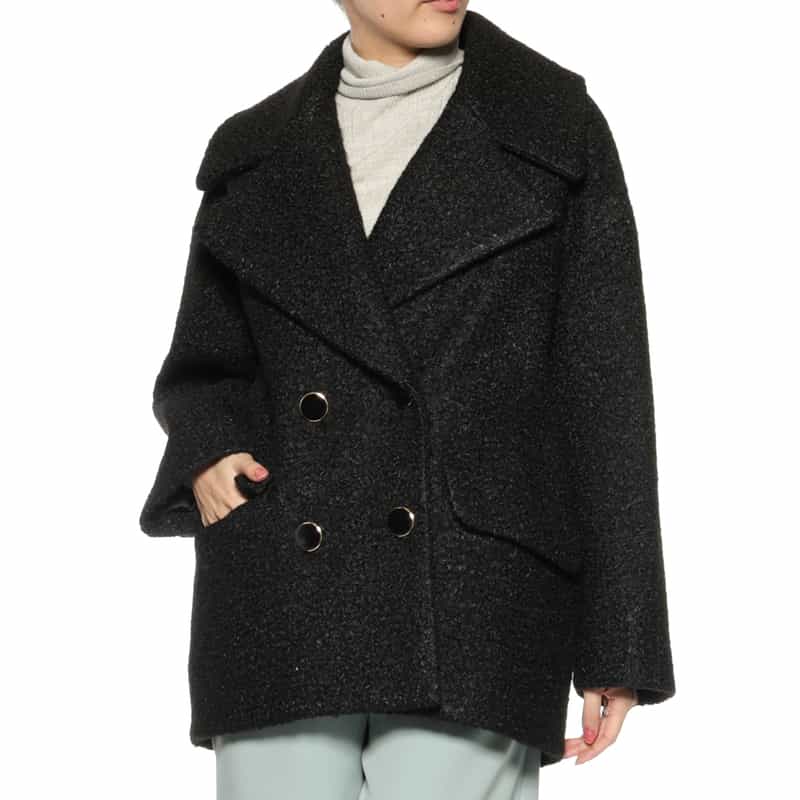 BARNEYS NEW YORK ブークレー ショートコート BLACK