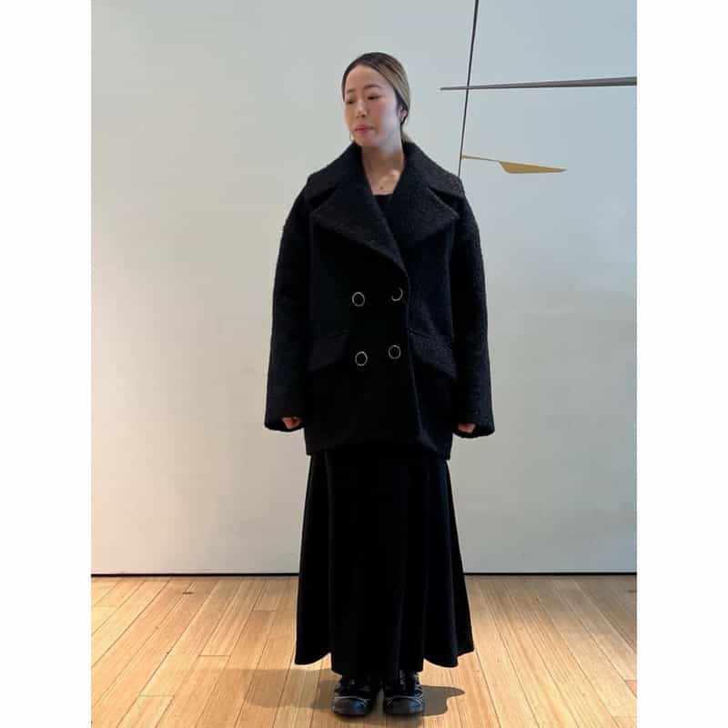 BARNEYS NEW YORK ブークレー ショートコート BLACK