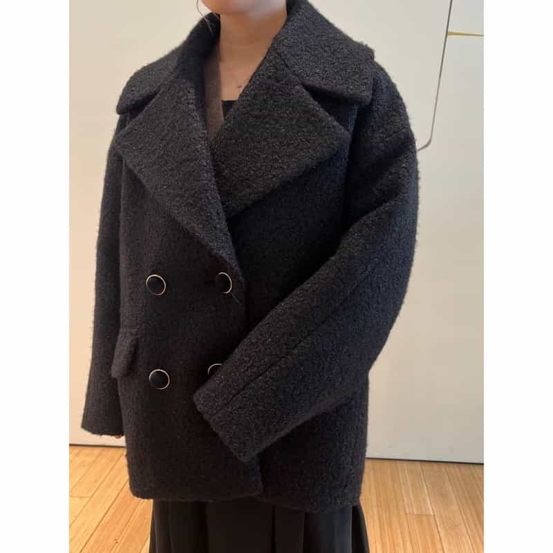 BARNEYS NEW YORK ブークレー ショートコート BLACK