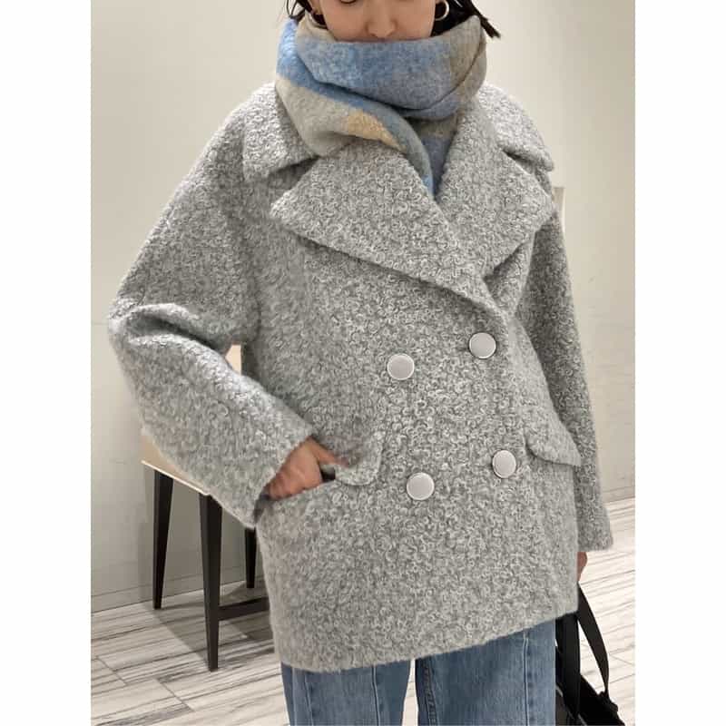 BARNEYS NEW YORK ブークレー ショートコート GRAY
