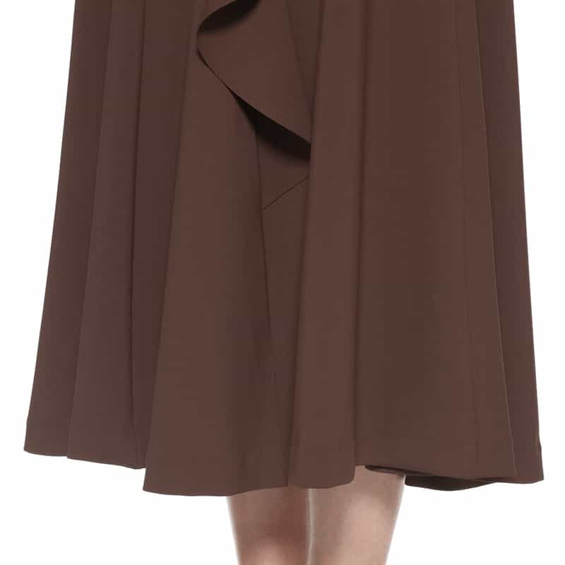 BARNEYS NEW YORK ウォッシャブル スクーバ素材 ラッフルデザインスカート BROWN