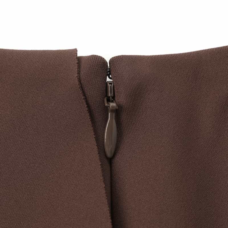 BARNEYS NEW YORK ウォッシャブル スクーバ素材 ラッフルデザインスカート BROWN