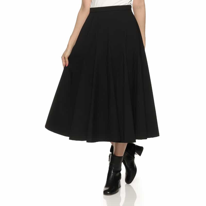 BARNEYS NEW YORK パネルライン フレアスカート BLACK