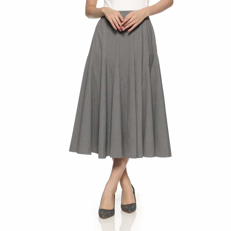 BARNEYS NEW YORK パネルライン フレアスカート LIGHT GRAY